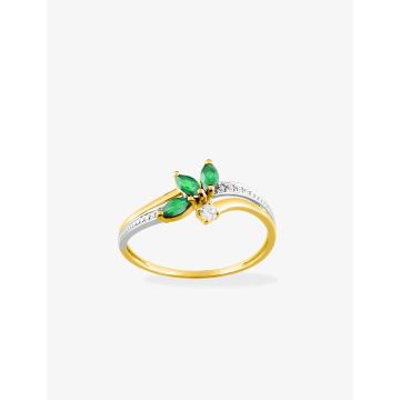 Bague Émeraude Oxyde De Zirconium Or Jaune+Rh