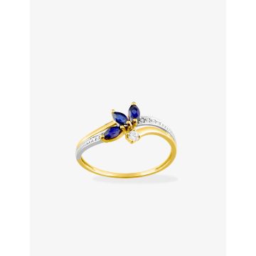Bague Saphir Oxyde De Zirconium Or Jaune+Rh