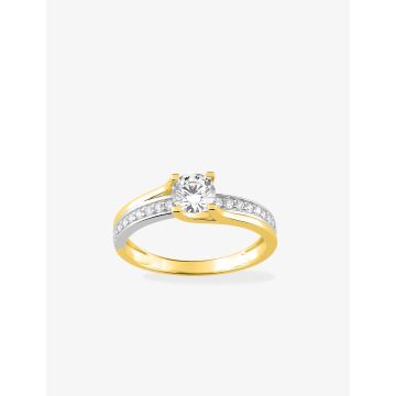 Bague Oxyde De Zirconium Or Jaune+Rh