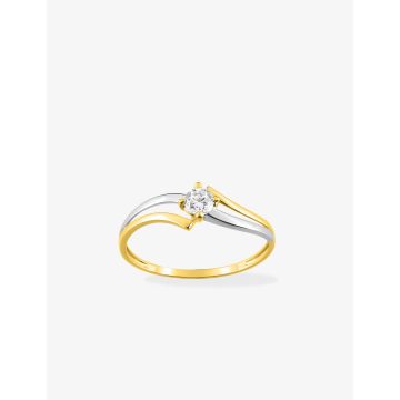 Bague Oxyde De Zirconium Or Jaune+Rh