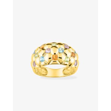 Bague or jaune multi-pierres fines