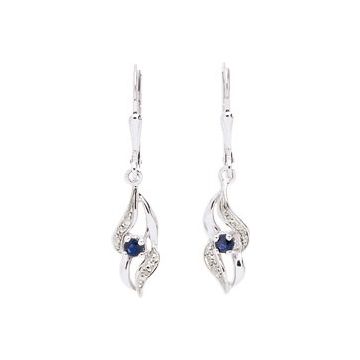 Boucles D'oreilles  Dormeuse Saphir Or Blanc