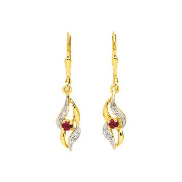 Boucles D'oreilles  Dormeuse Rubis Or Jaune