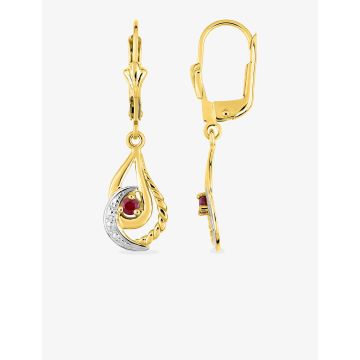 Boucles D'oreilles  Dormeuse Rubis Or Jaune
