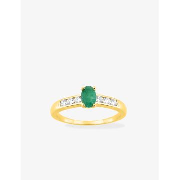 Bague Émeraude Oxyde De Zirconium Or Jaune