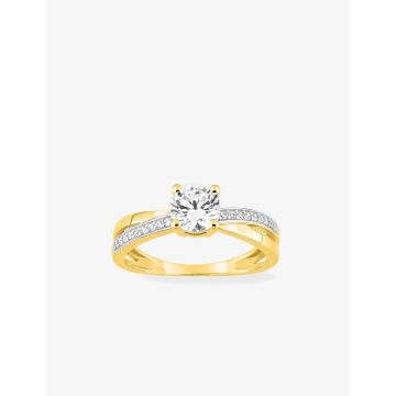 Bague Oxyde De Zirconium Or Jaune+Rh