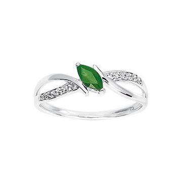 Bague Émeraude Oxyde De Zirconium Or Blanc