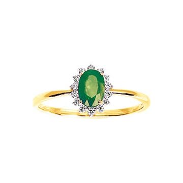 Bague Émeraude Oxyde De Zirconium Or Jaune+Rh