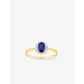 Bague Saphir Oxyde De Zirconium Or Jaune+Rh