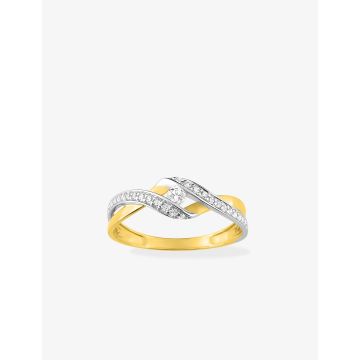 Bague Oxyde De Zirconium Or Jaune+Rh