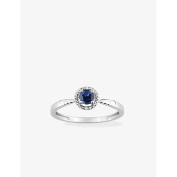 Bague Saphir Bleu Oxyde De Zirconium Or Blanc