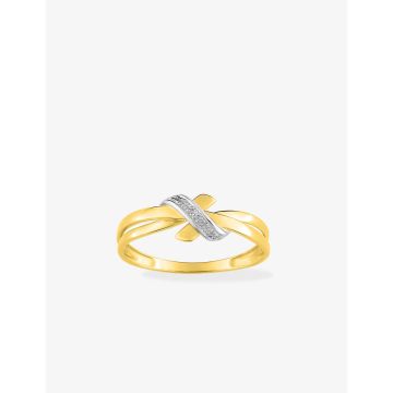 Bague Diamant 0.01ct Gh-P1p2 Or Jaune+Rh