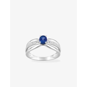 Bague Saphir Diamant 0.03ct Gh-P1p2 Or Blanc