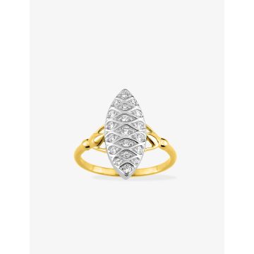 Bague Oxyde De Zirconium Or Jaune+Rh