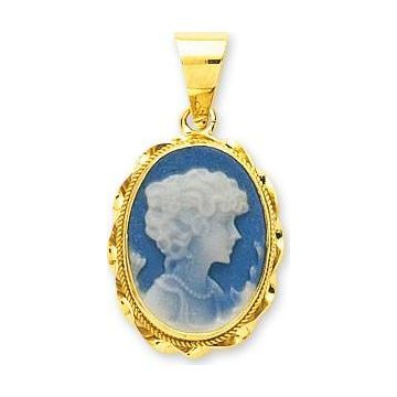 Pendentif porcelaine bleue or jaune