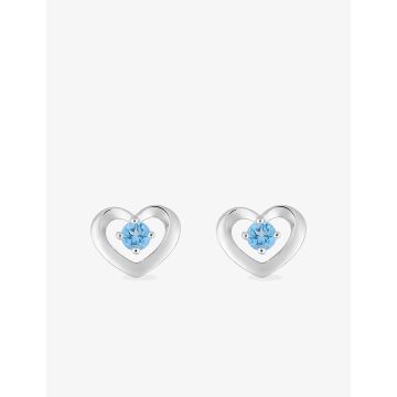 Boucles D'oreilles  Clou Topaze Bleu Traitée Or Blanc