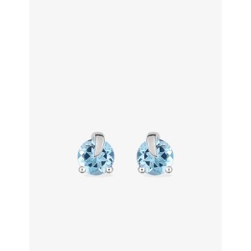 Boucles D'oreilles  Clou Topaze Bleu Traitée Or Blanc