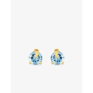 Boucles D'oreilles  Clou Topaze Bleu Traitée Or Jaune