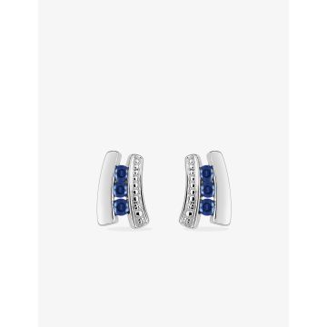 Boucles D'oreilles  Clou Saphir Or Blanc