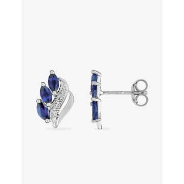 Boucles D'oreilles  Clou Saphir Or Blanc