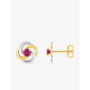 Boucles D'oreilles  Clou Rubis Or Jaune+Rh