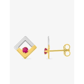 Boucles D'oreilles  Clou Rubis Or Jaune+Rh