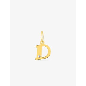 Pendentif Lettr D Diamant 0.01ct Or Jaune