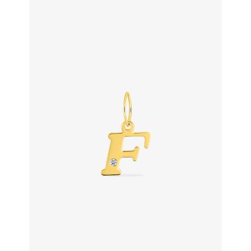 Pendentif Lettr F Diamant 0.01ct Or Jaune