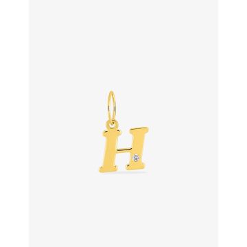 Pendentif Lettr H Diamant 0.01ct Or Jaune
