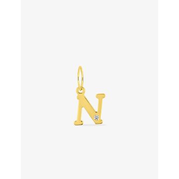 Pendentif Lettr N Diamant 0.01ct Or Jaune