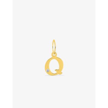 Pendentif Lettr Q Diamant 0.01ct Or Jaune