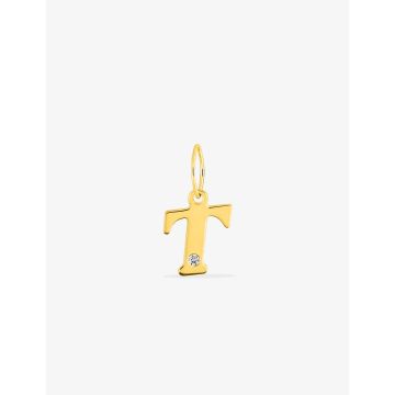 Pendentif Lettr T Diamant 0.01ct Or Jaune