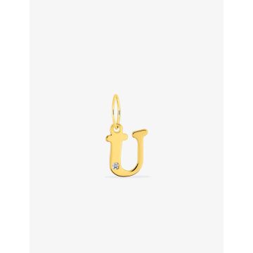 Pendentif Lettr U Diamant 0.01ct Or Jaune