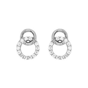 Boucles D'oreilles  Clou Or Blanc  Oxyde De Zirconium