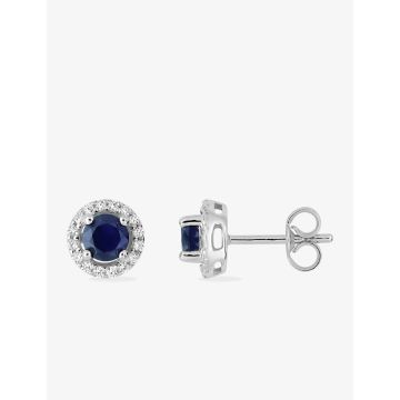 Boucles D'oreilles  Clou Saphir Oxyde De Zirconium Or Blanc