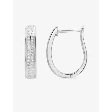Boucles D'oreilles  Créoles Diamant 0.18ct Gh-P1p2 Or Blanc