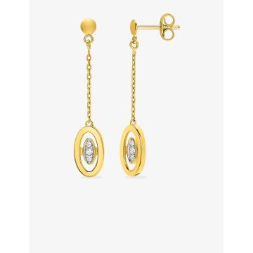 Boucles D'oreilles  Pendantes Diamant 0.04ct Gh-P1p2 Or750 Bi