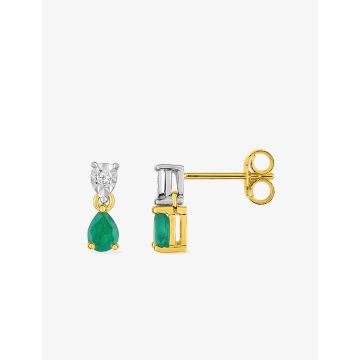 Boucles D'oreilles  Clou Diamant 0.008 P1p2 Émeraude Bicolore