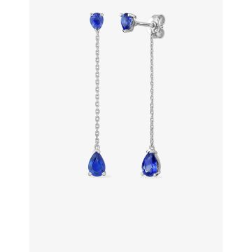 Boucles D'oreilles  Pendantes Saphir Or Blanc