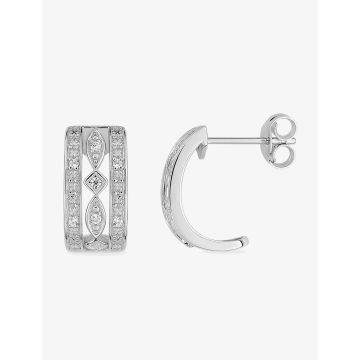 Boucles D'oreilles Pendantes Diamant 0.06ct Gh-P1p2 Or Blanc