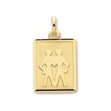 Médaille zodiaque gémeaux or jaune