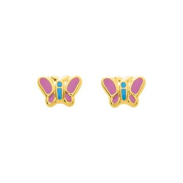 Boucles D'oreilles  Clou Laque Or Jaune
