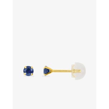 BO or jaune 4 griffes 3mm saphir
