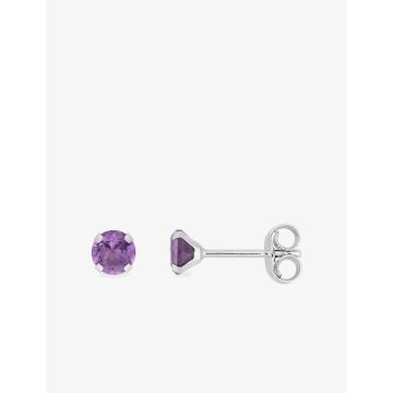 Boucles D'oreilles  Clou Améthyste Or Blanc