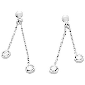 Boucles D'oreilles  Pendantes Oxyde De Zirconium Or Blanc