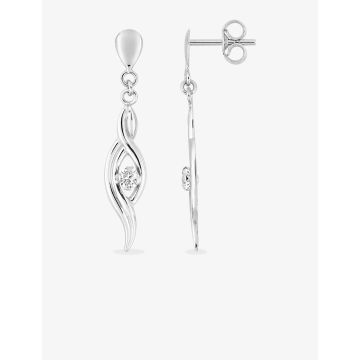 Boucles D'oreilles  Pendantes Oxyde De Zirconium Or Blanc