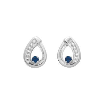 Boucles D'oreilles  Clou Saphir Or Blanc