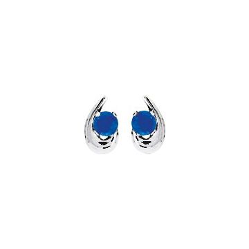 Boucles D'oreilles  Clou Saphir Or Blanc