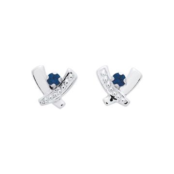 Boucles D'oreilles  Clou Saphir Or Blanc