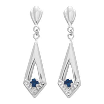 Boucles D'oreilles  Pendantes Saphir Or Blanc
